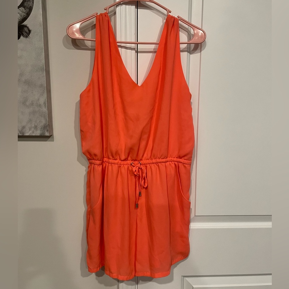 Coral Romper with Crossback design